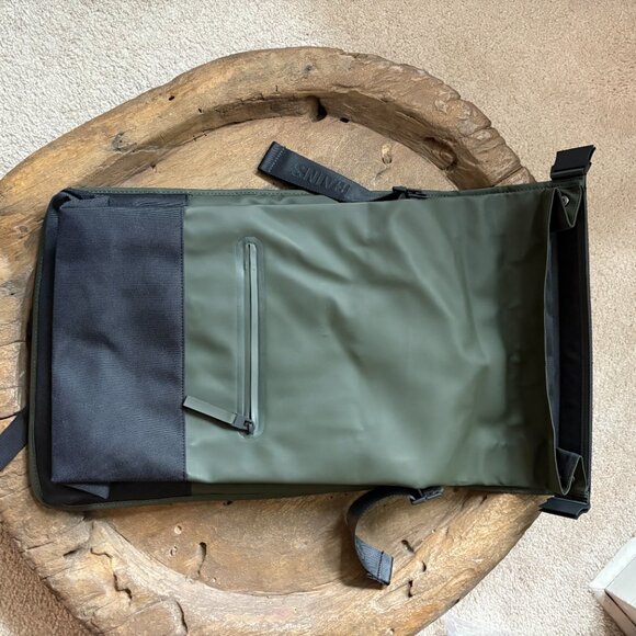 Rains NEW olive green waterproof Trail Rolltop Backpack minimalist commuter bag main image 3